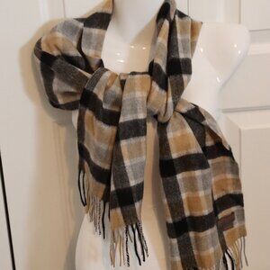 Louisa Perini Cashmere plaid fringed hem scarf